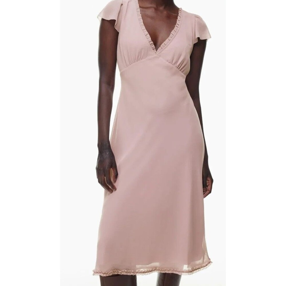 Aritzia Wilfred Camelot Dress Cap-sleeve chiffon midi S NWT Claremont